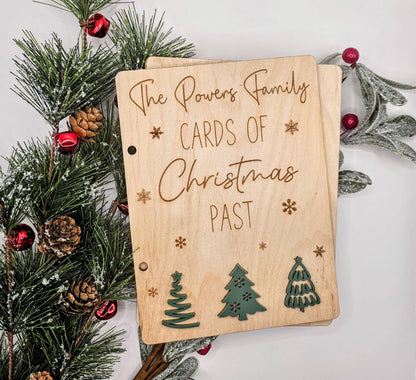 Personalized Engraved Christmas Card Holder, Cards of Christmas Past