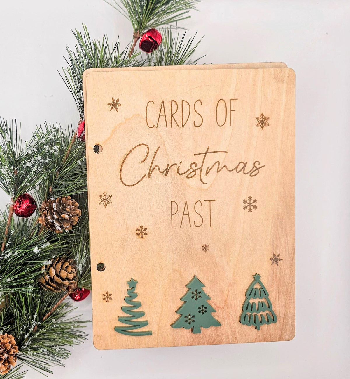 Personalized Engraved Christmas Card Holder, Cards of Christmas Past