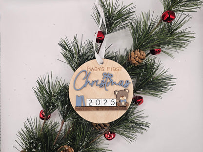 Custom Baby’s First Christmas Ornament • Personalized Wooden Ornament with Name or Year • Baby Girl Keepsake Gift 2025