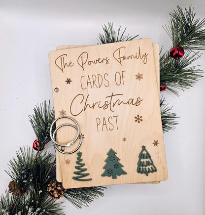 Personalized Engraved Christmas Card Holder, Cards of Christmas Past