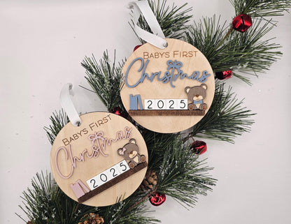 Custom Baby’s First Christmas Ornament • Personalized Wooden Ornament with Name or Year • Baby Girl Keepsake Gift 2025