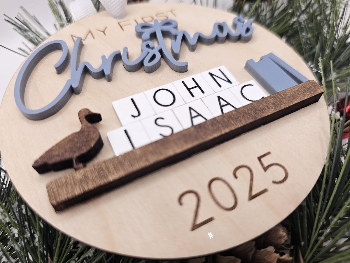 Custom Baby’s First Christmas Ornament • Personalized Wooden Ornament with Name or Year • Baby Girl Keepsake Gift 2025
