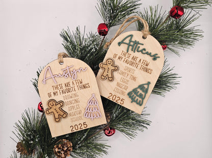Personalized Favorite Things Christmas Ornament • Custom Wood Ornament with 3D Name Ornament 2025 Ornament