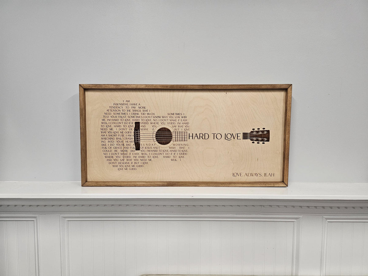 Custom Guitar Song lyric Framed Sign, Rustic Personalized Song Lyric Music Wall Decor,  Song Lyric Wall Decor, Song Writer Gi