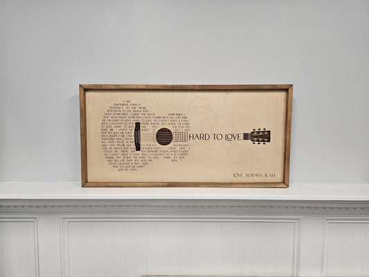 Custom Guitar Song lyric Framed Sign, Rustic Personalized Song Lyric Music Wall Decor,  Song Lyric Wall Decor, Song Writer Gi
