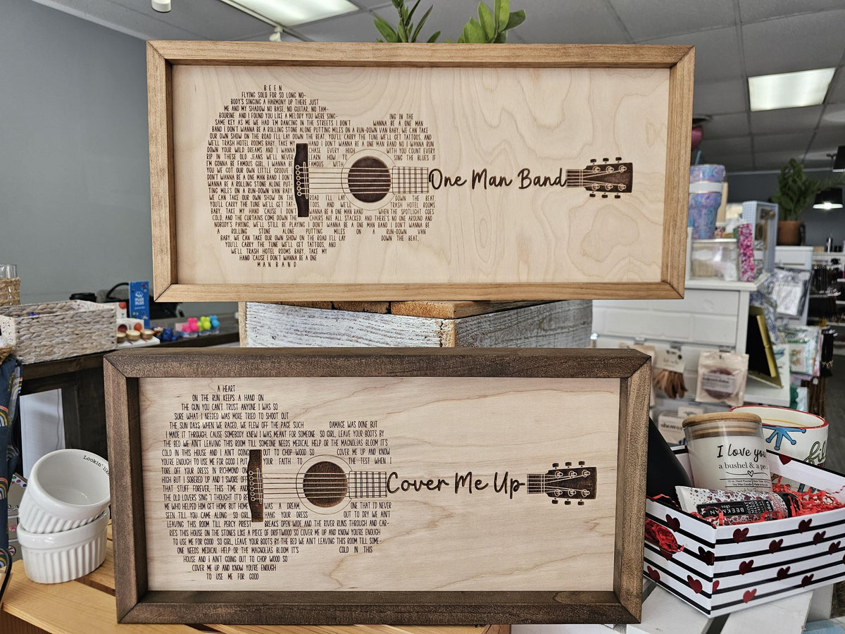 Custom Song Lyrics Guitar Sign • Laser Engraved Wood Wall Art • Personalized Music Gift • Anniversary • Wedding Gift • Handma