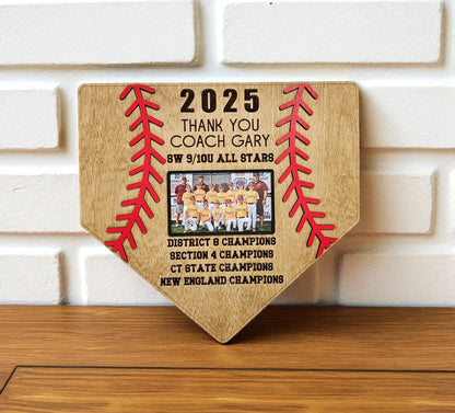 Customized Baseball Plaque Frame, Thank You Coach Gift 2026, Team picture frame, End of Season Coach Gift