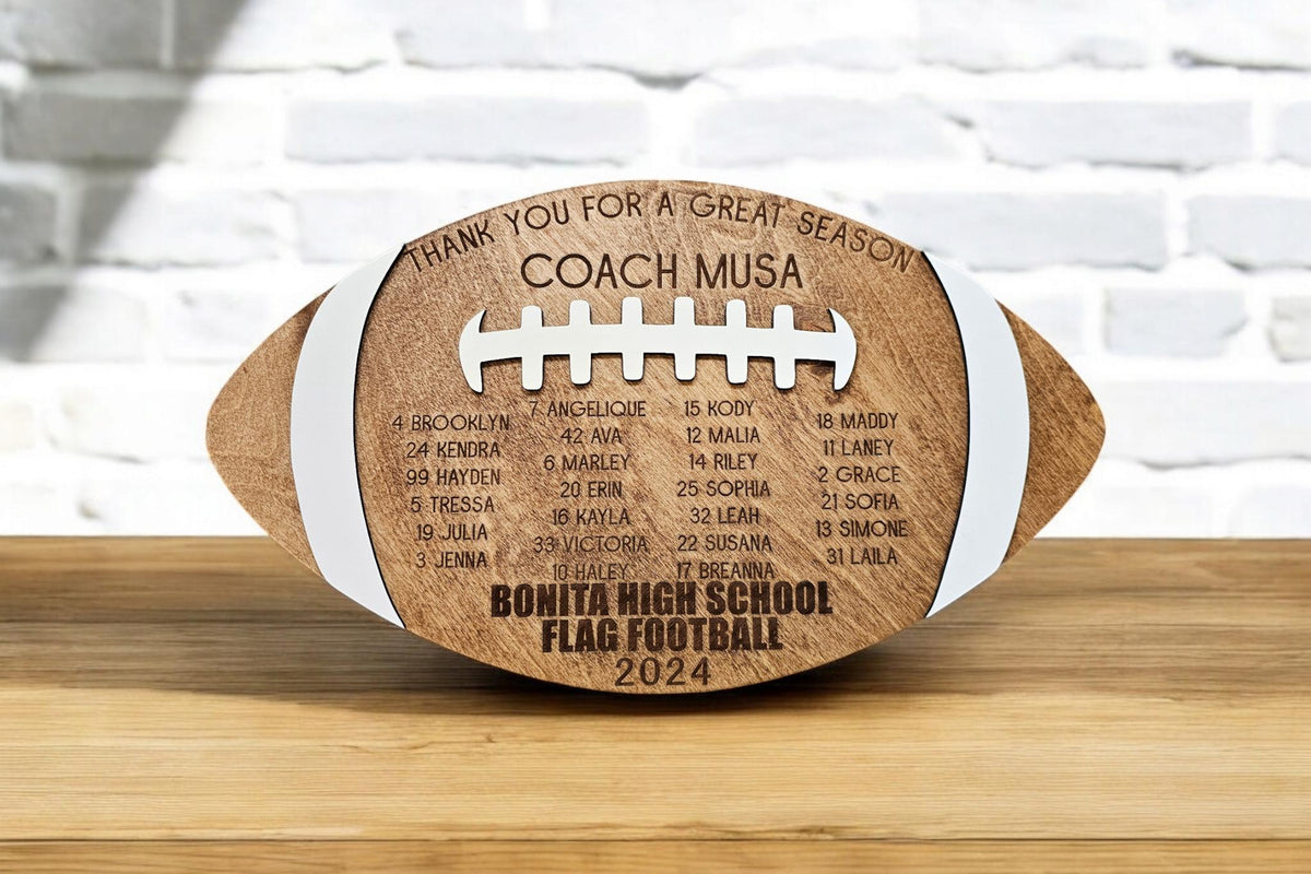Football Coach Gift, Team Plaque, Thanks For A Great Coaches Gift, Senior Player Gift, Flag Football Award Football Memento, 