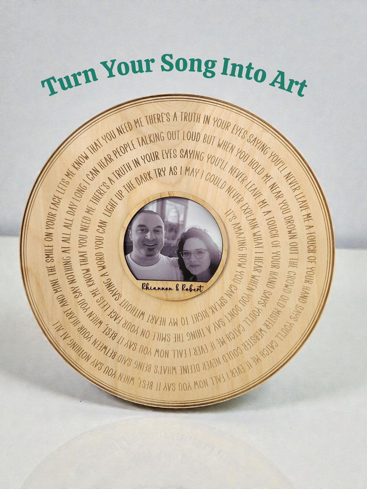 5th Wedding Anniversary Wood Gift, Custom Song Record Wall Decor, Personalized Engraved Wood Sign with Photo