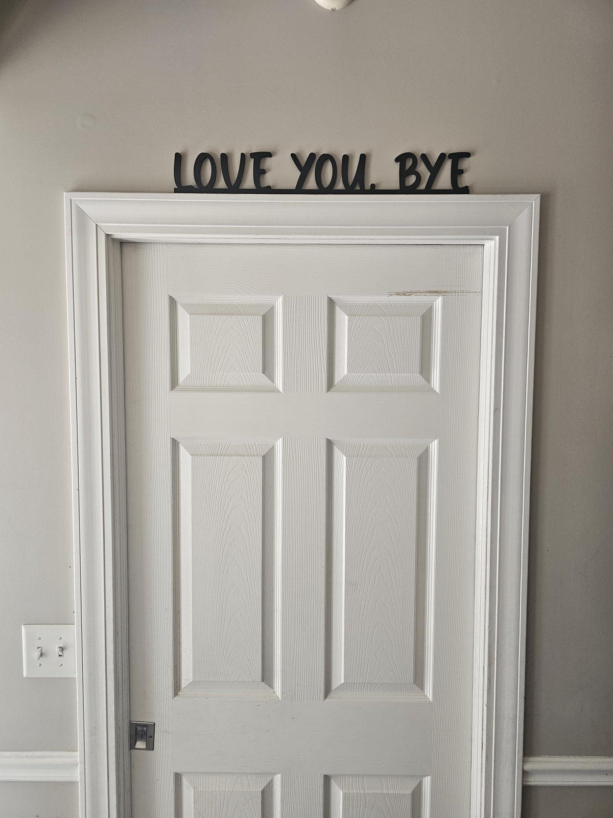 Love You Bye Sign | Wooden Door Topper | Modern Farmhouse Entryway Decor | Above/Over Door Sign