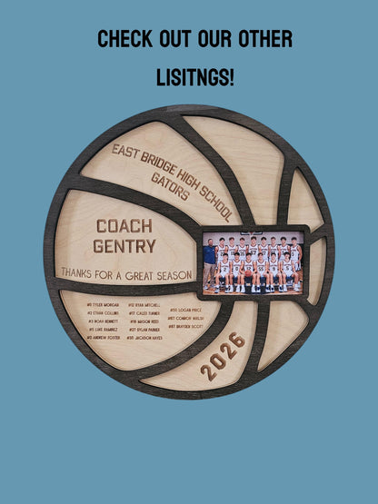 Personalized Basketball Senior Night Gift with Photo | Custom Wood Basketball Sign | Senior 2026 Sports Keepsake | Basketball