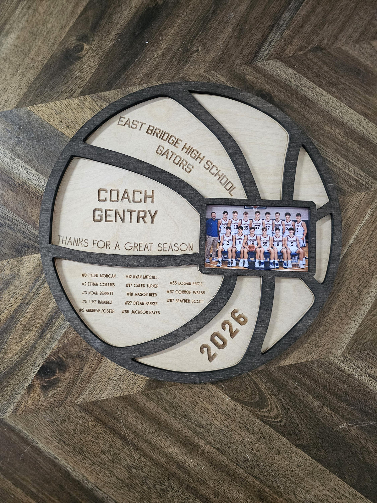 Basketball Coach Gift | Personalized Team Photo Wood Sign | Custom Coach Appreciation Gift End of 2026 Season Basketball Keep