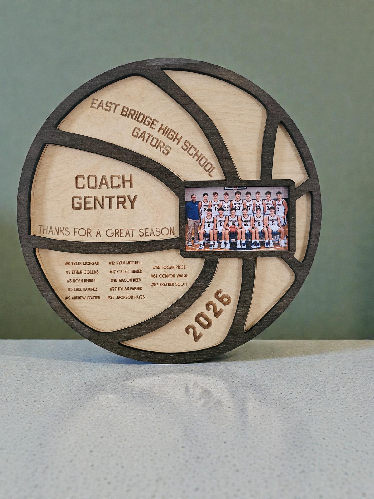Basketball Coach Gift | Personalized Team Photo Wood Sign | Custom Coach Appreciation Gift End of 2026 Season Basketball Keep
