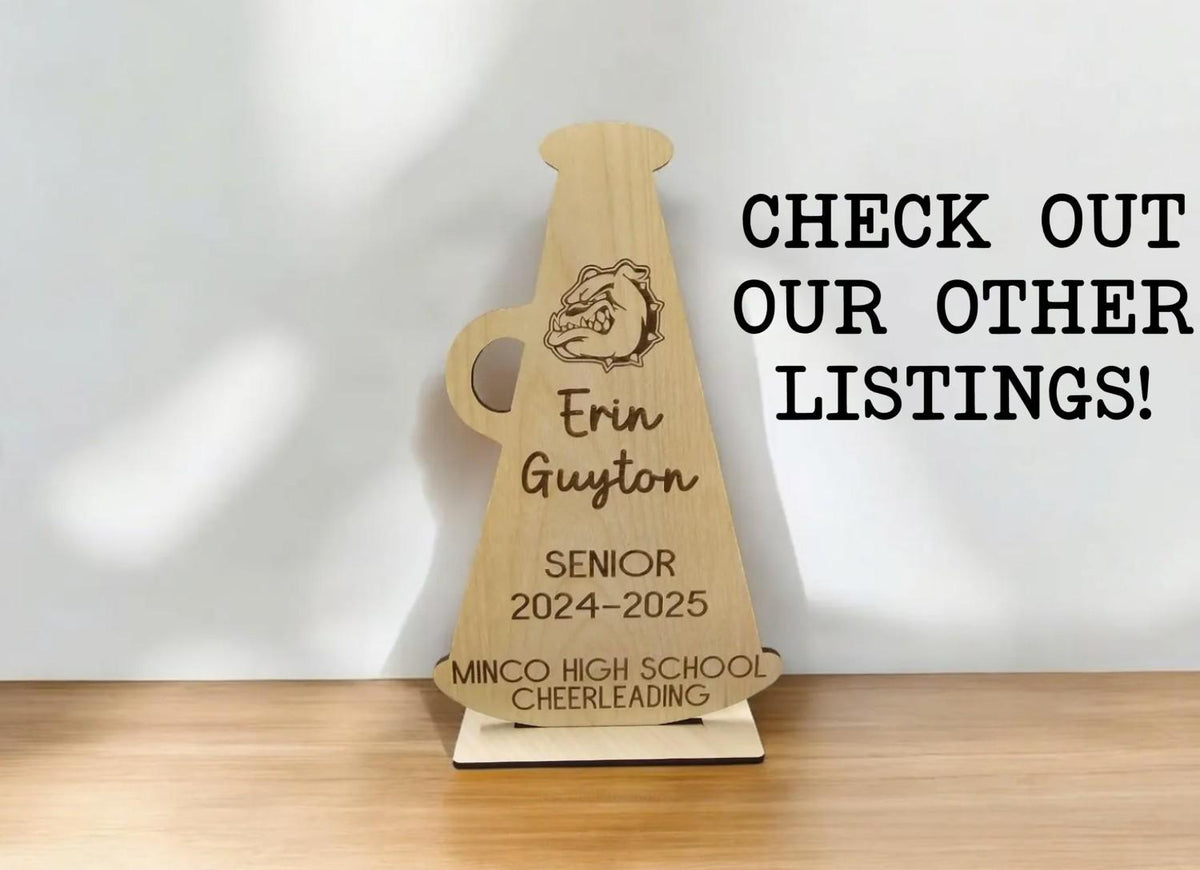 Personalized Cheer Megaphone Photo Plaque, Cheer Senior Gift, Cheerleading Senior Night 2026, Class of 2027, Custom Cheer Ban