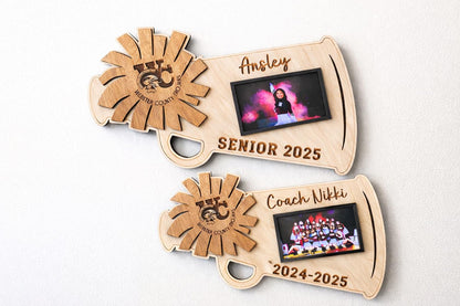 Cheer Coach Gift, Personalized Cheer Megaphone Photo Plaque, Thank You Coach, Senior Night Cheer Gift 2026