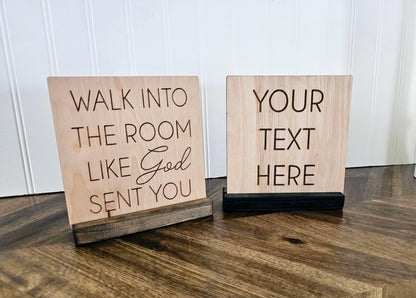 Personalized Wood Desk Sign | Custom Quote Sign with Wood Stand | Custom Table Sign | Scripture Sign | Office Desk Decor | Sh