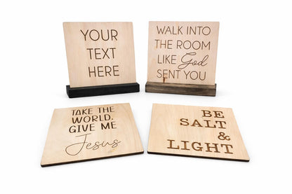 Personalized Wood Desk Sign | Custom Quote Sign with Wood Stand | Custom Table Sign | Scripture Sign | Office Desk Decor | Sh