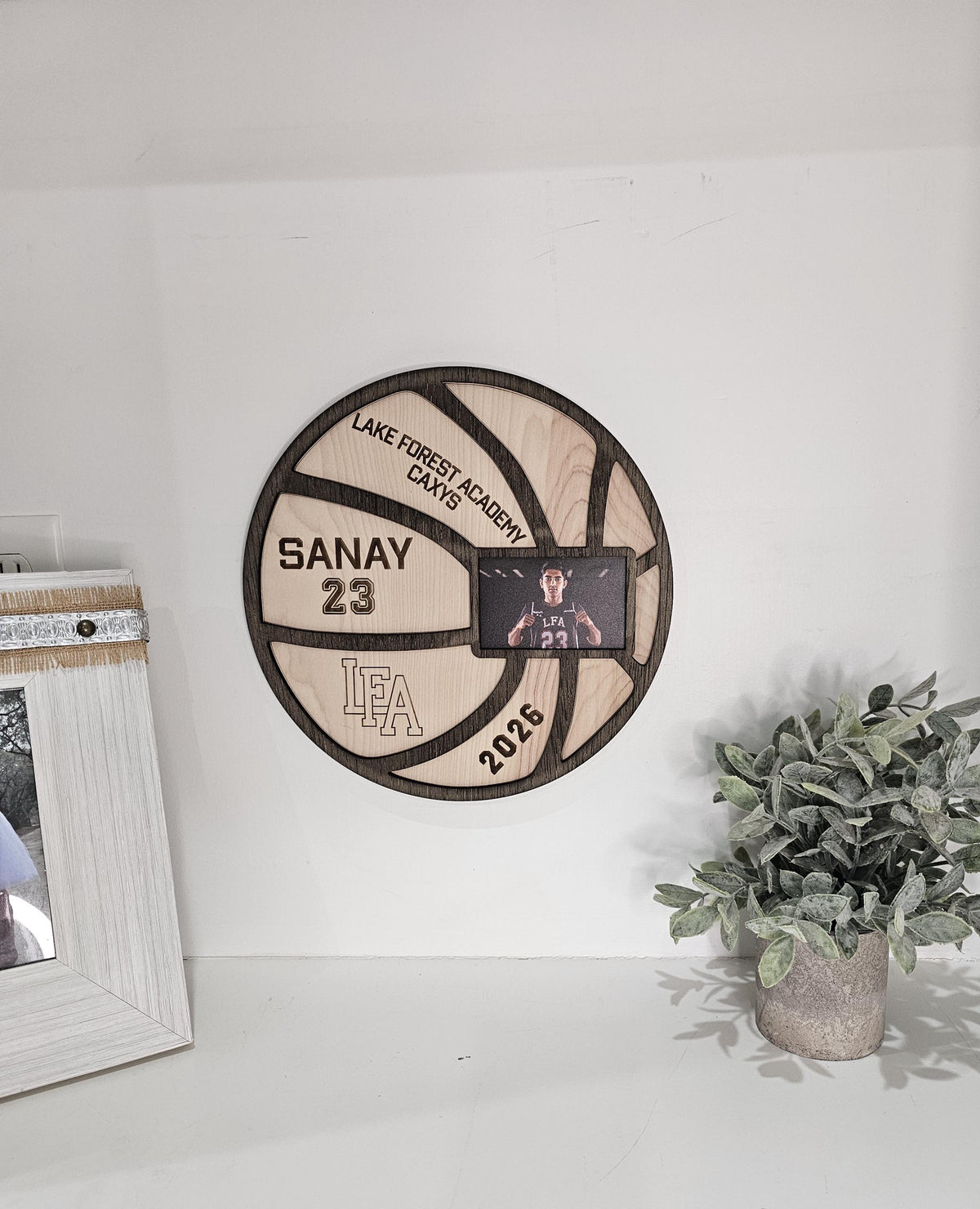 Personalized Basketball Senior Night Gift| Custom Wood Basketball | Basketball Player Name Sign | Photo Basketball Plaque | C