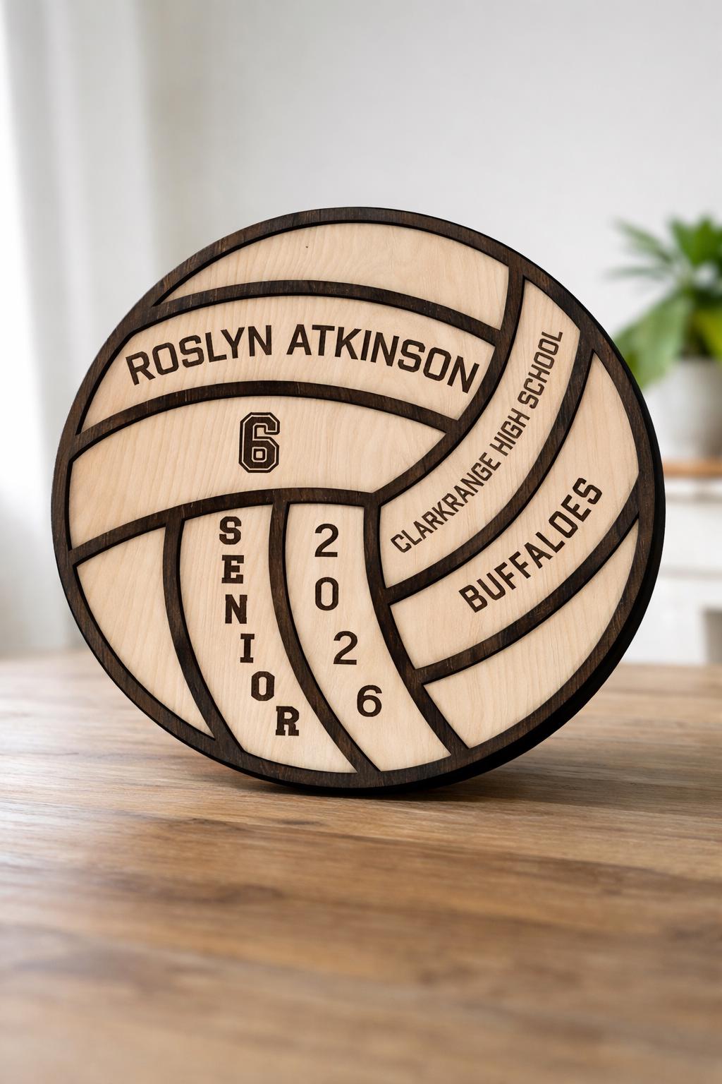 Personalized Volleyball Player Wood Sign | Senior Night Gift | Custom Engraved Volleyball Player Name Sign Class of 2026