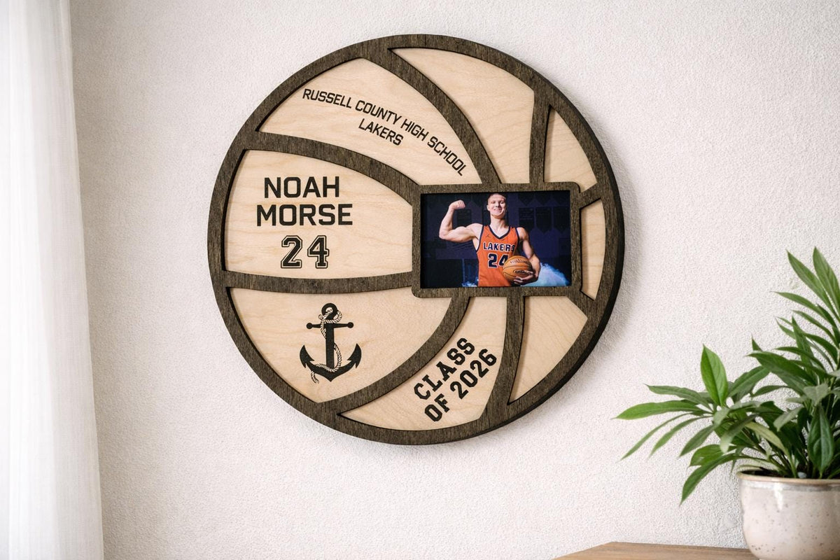Personalized Basketball Senior Night Gift| Custom Wood Basketball | Basketball Player Name Sign | Photo Basketball Plaque | C
