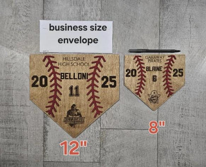 Personalized Softball Coach Gift | Yellow Wood Softball Home Plate Plaque | Custom Coach Gift | End of Season Coach Gift