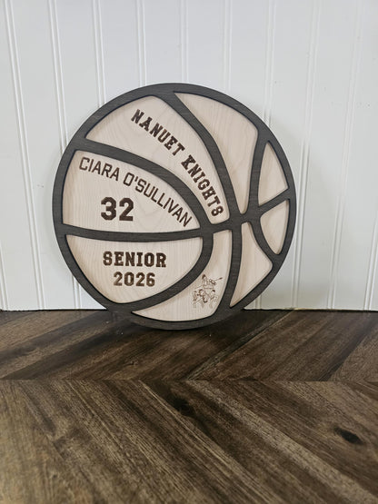 Personalized Basketball 2026 Senior Plaque, Senior Graduating Gift Basketball Wood Award, Senior Night Gift Custom Basketball