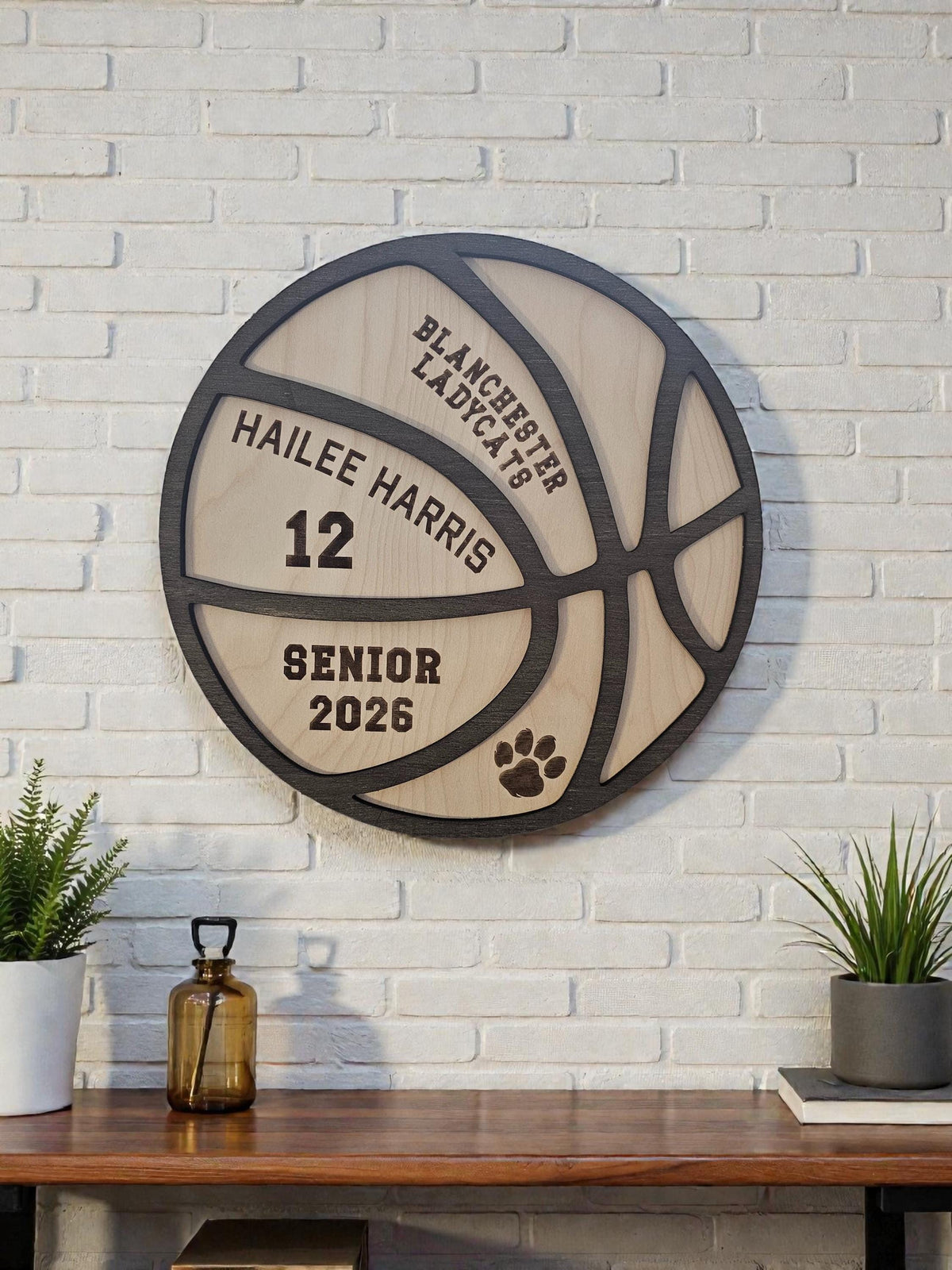 Personalized Wood Basketball Plaque, Senior Gift, Custom Basketball Banquet Senior Night Gift