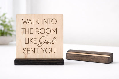 Personalized Wood Desk Sign | Custom Quote Sign with Wood Stand | Custom Table Sign | Scripture Sign | Office Desk Decor | Sh