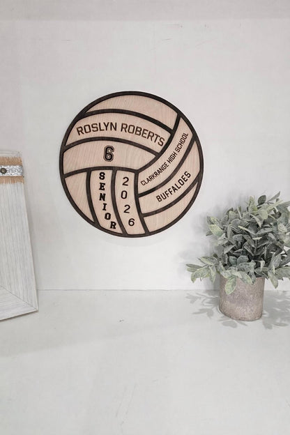 Personalized Volleyball Player Wood Sign | Senior Night Gift | Custom Engraved Volleyball Player Name Sign Class of 2026