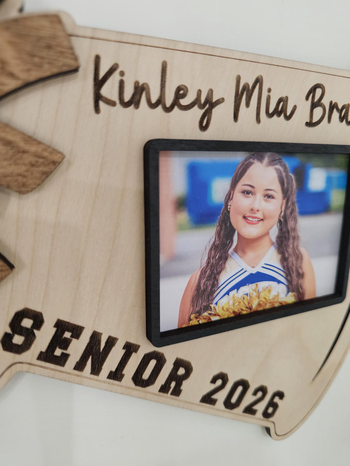 Personalized Cheer Megaphone Photo Plaque, Cheer Senior Gift, Cheerleading Senior Night 2026, Class of 2027, Custom Cheer Ban
