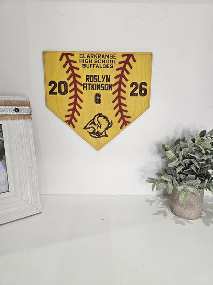 Personalized Softball Senior Night Gift, Home Plate Plaque Custom Decor