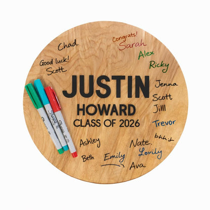 Personalized Graduation Guest Book Alternative | Maple Wood Sign, Class of 2026