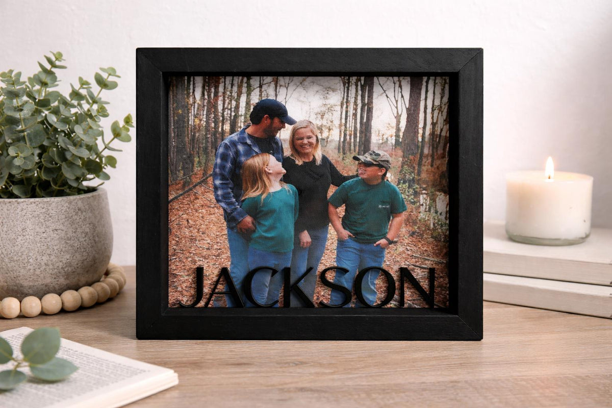 Personalized Family Picture Frame | Custom Last Name Photo Frame | Farmhouse Home Decor | Housewarming Gift | Anniversary Gif