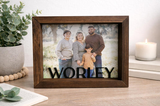Personalized Family Picture Frame | Custom Last Name Photo Frame | Farmhouse Home Decor | Housewarming Gift | Anniversary Gif