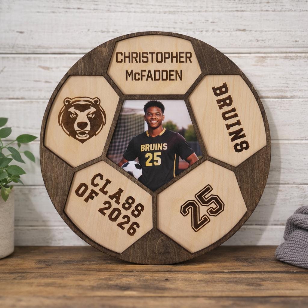 Personalized Soccer Senior Plaque | Senior Night Gift | Custom Photo Soccer Sign | Graduation Soccer Decor | Engraved Wood So
