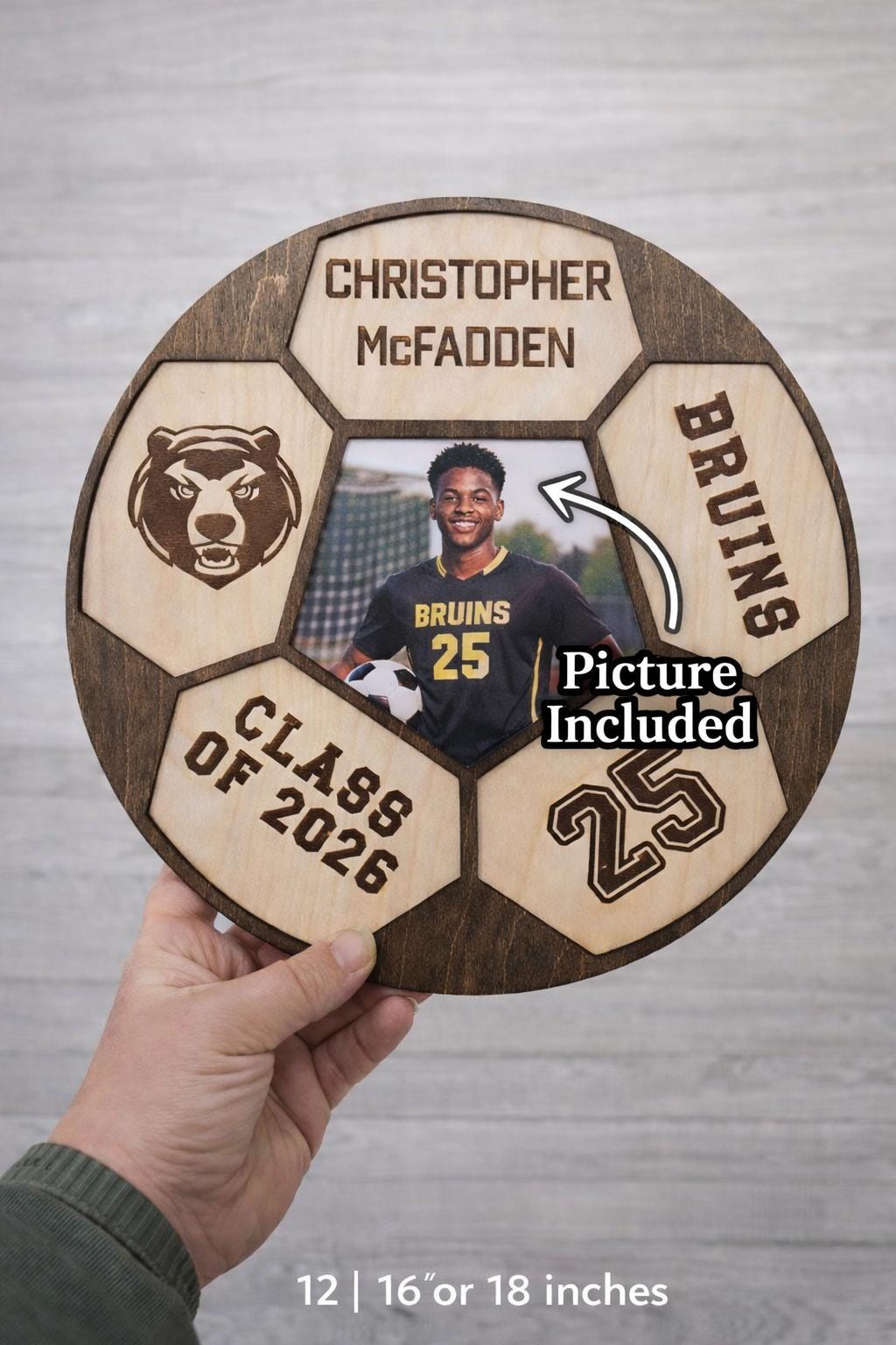 Personalized Soccer Senior Plaque | Senior Night Gift | Custom Photo Soccer Sign | Graduation Soccer Decor | Engraved Wood So
