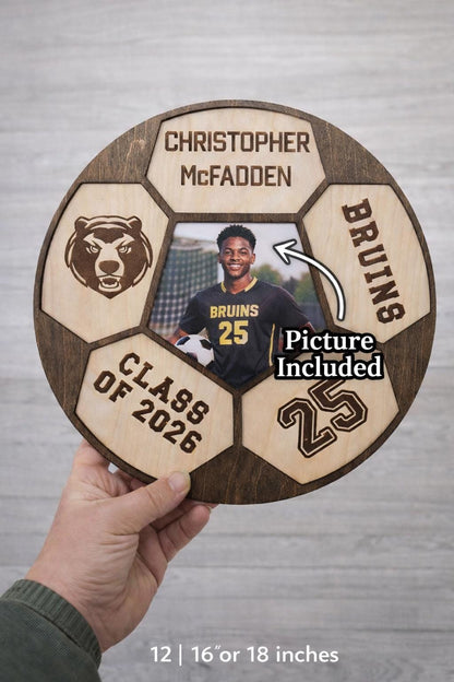 Personalized Soccer Senior Plaque | Senior Night Gift | Custom Photo Soccer Sign | Graduation Soccer Decor | Engraved Wood So