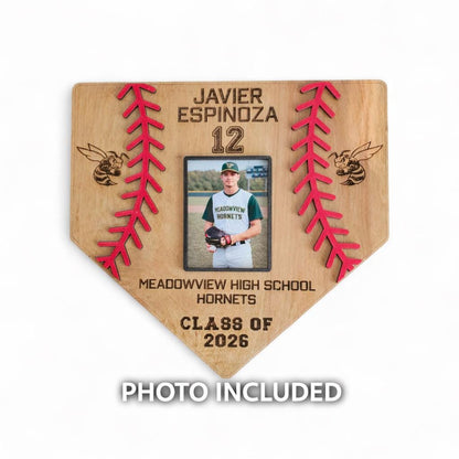 Personalized Baseball Home Plate Sign with Photo | Custom Wooden Baseball Plaque | Senior Night Gift | Coach or Player Gift |