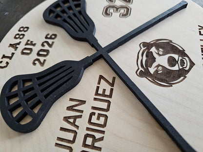 Personalized 3D Layered Wood Lacrosse Sign | Custom Senior Graduation Gift