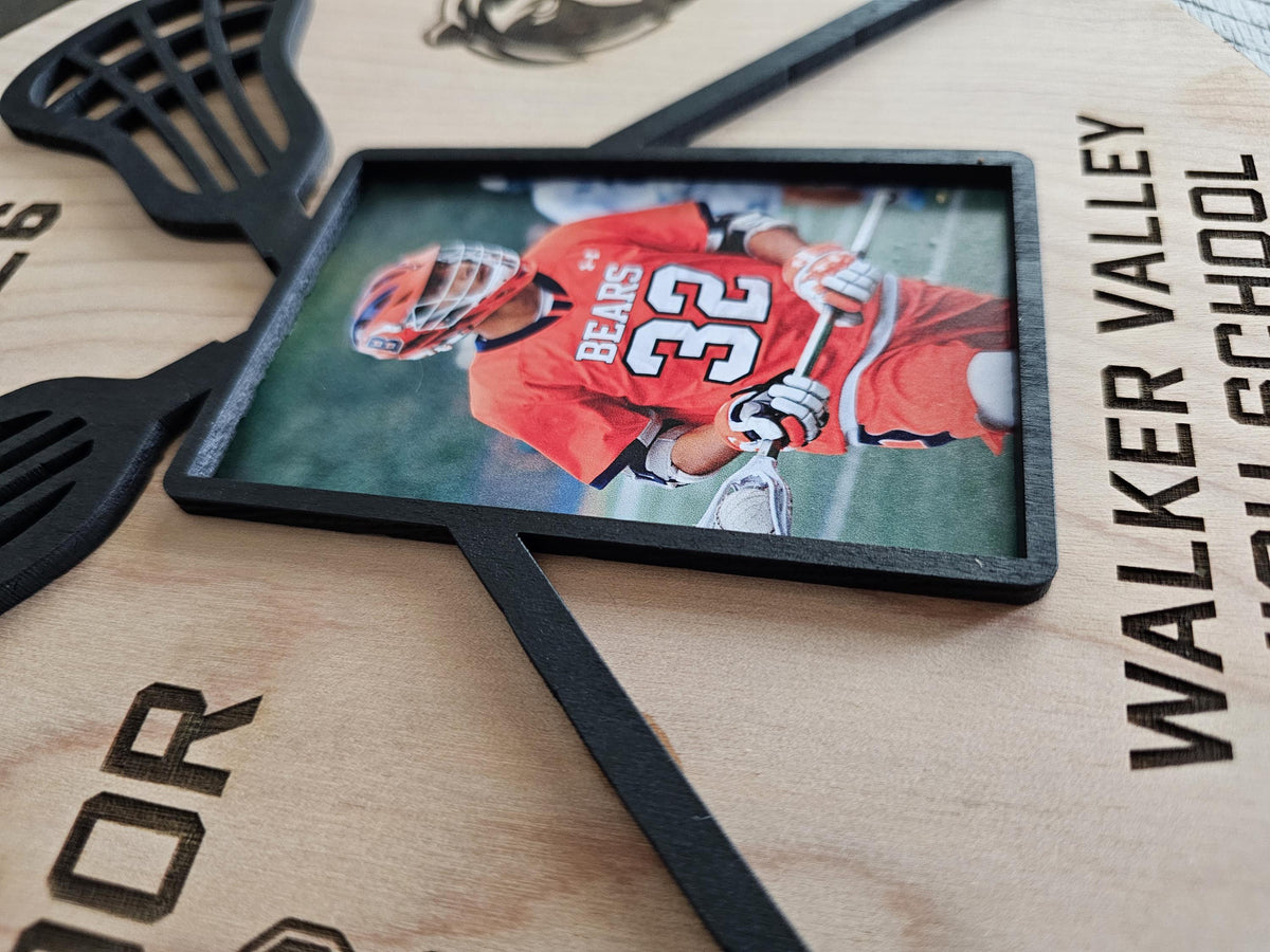 Personalized Lacrosse Senior Photo Plaque | Custom Graduation Gift | 3D Layered Wood Lacrosse Sign | High School Senior Night
