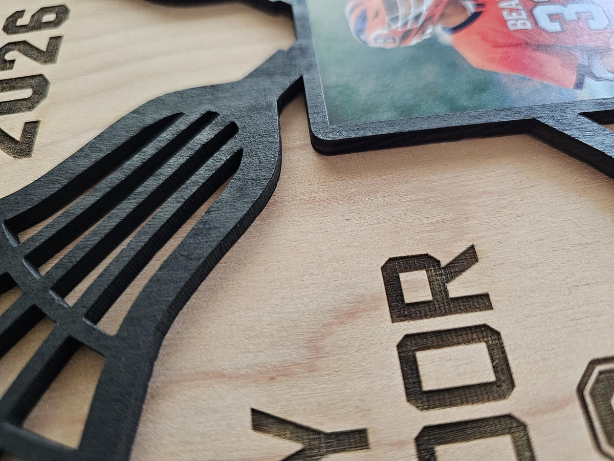 Personalized Lacrosse Senior Photo Plaque | Custom Graduation Gift | 3D Layered Wood Lacrosse Sign | High School Senior Night