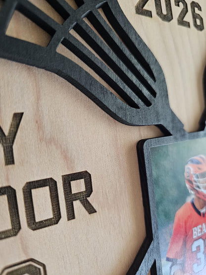 Personalized Lacrosse Senior Photo Plaque | Custom Graduation Gift | 3D Layered Wood Lacrosse Sign | High School Senior Night