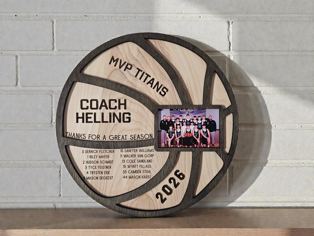 Basketball Coach Gift | Personalized Team Photo Wood Sign | Custom Coach Appreciation Gift End of 2026 Season Basketball Keep