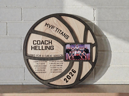 Basketball Coach Gift | Personalized Team Photo Wood Sign | Custom Coach Appreciation Gift End of 2026 Season Basketball Keep