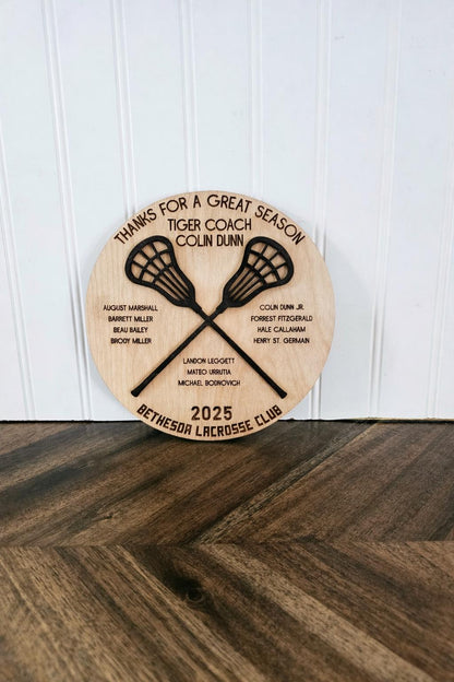 Personalized Lacrosse Coach Gift Plaque, Thanks For A Great Season, Lacrosse Senior Night, Lacrosse Award, End of Year Gift 2