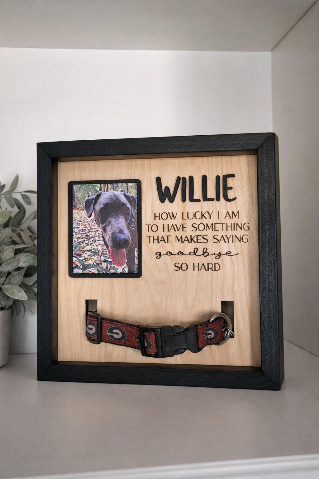 Personalized Pet Memorial Frame, Dog Collar Keepsake, Engraved Sympathy Gift, Pet Loss, Rainbow Bridge