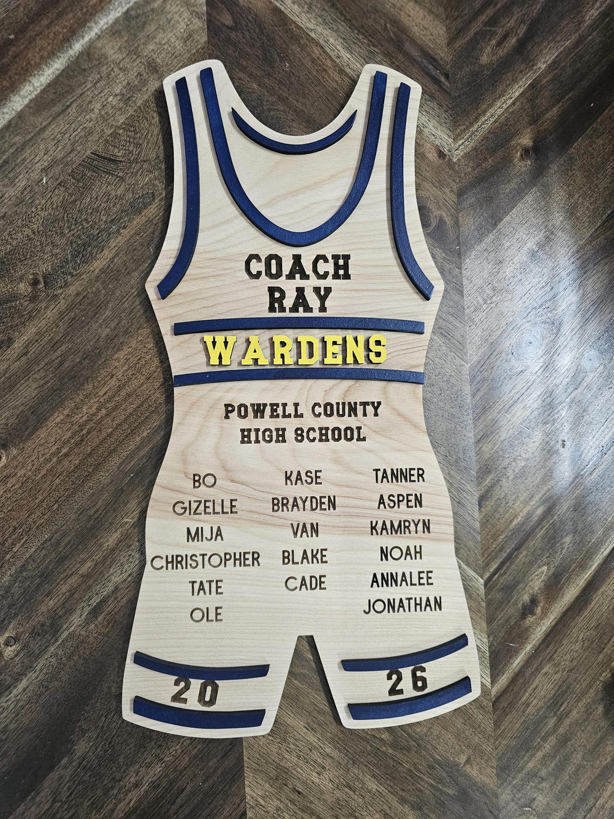 Personalized Wrestling Coach Plaque | Custom Singlet Wood Sign | Wrestling Team Gift | Coach Appreciation Plaque | Senior Nig
