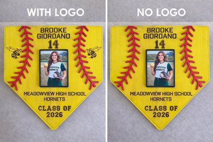 Personalized Softball Engraved Home Plate Sign with Photo | Custom Wooden Softball Plaque | Senior Night Gift | Class of 2026