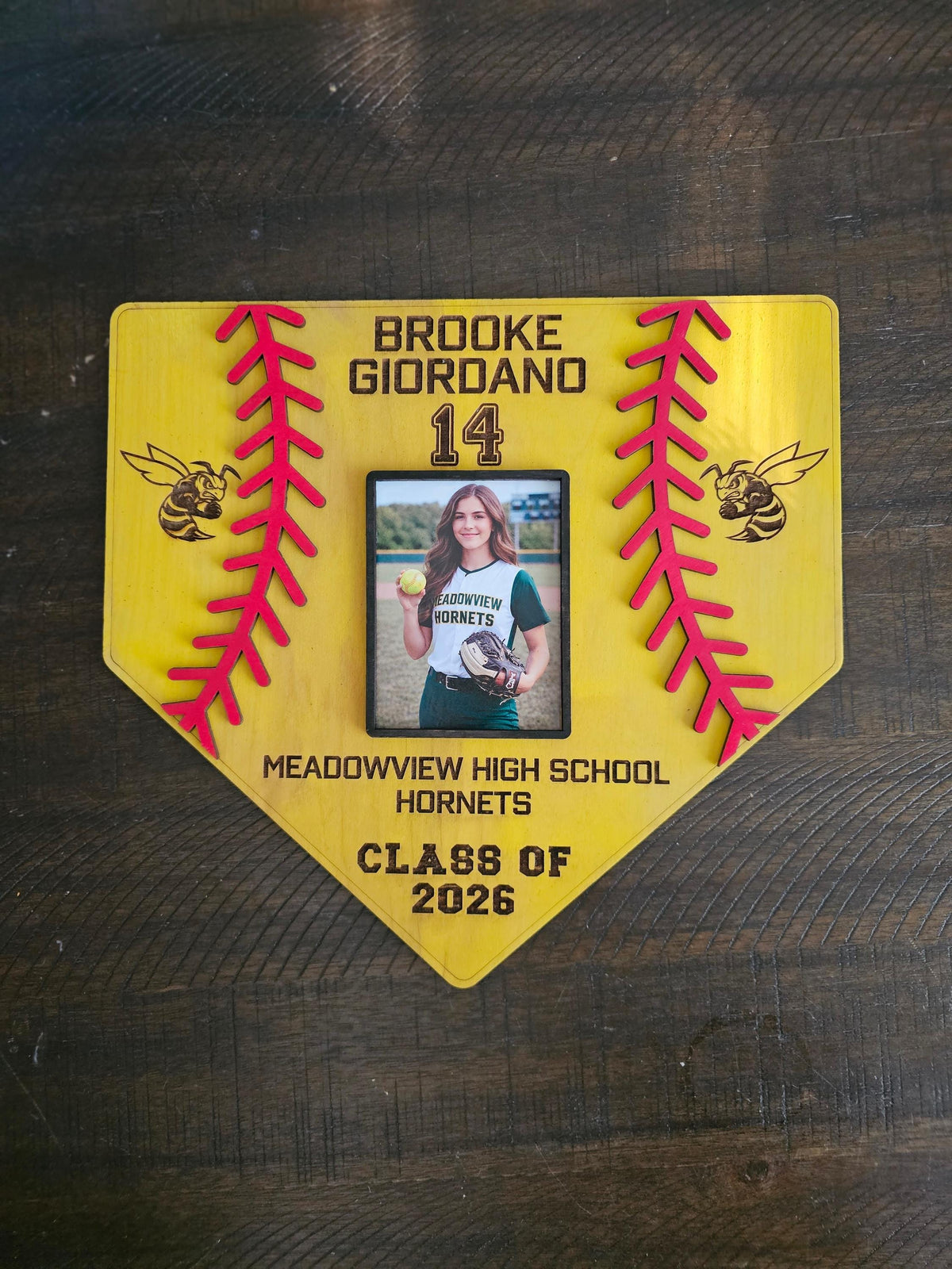 Personalized Softball Engraved Home Plate Sign with Photo | Custom Wooden Softball Plaque | Senior Night Gift | Class of 2026