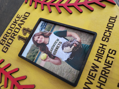 Personalized Softball Engraved Home Plate Sign with Photo | Custom Wooden Softball Plaque | Senior Night Gift | Class of 2026